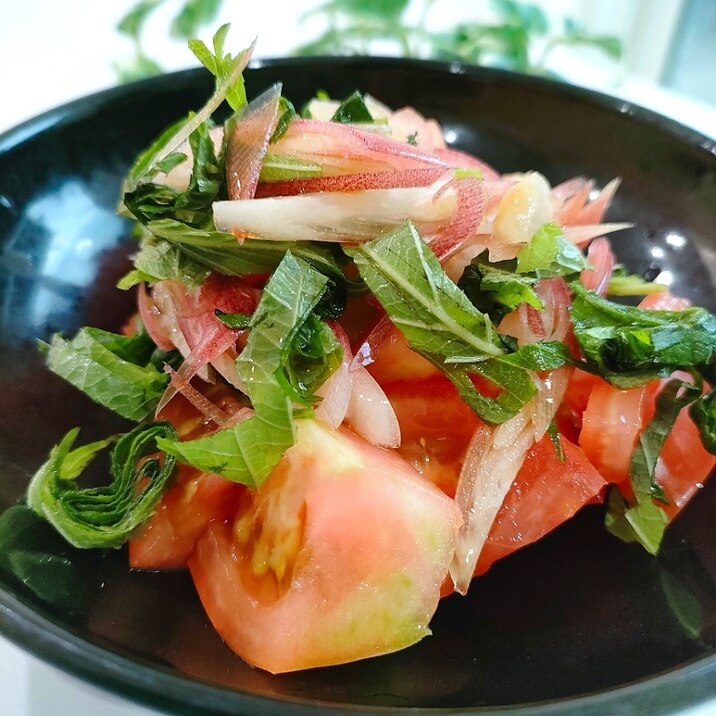 大葉みょうがのせ!トマトサラダ